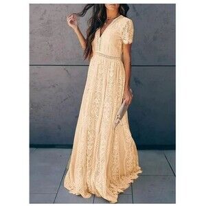 BLENCOT Maxi Dress Boho Floral Lace V Neck Blush NWT Womens Size XL